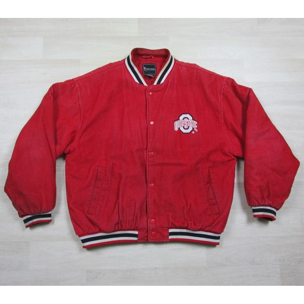 Vintage 90s Ohio State Buckeyes Corduroy Bomber Jacket Men's‎ (L) Varsity